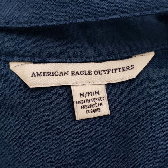 American Eagle Womens Top Medium Choker Long Bell Sleeve Peasant Boho Keyhole - Picture 8 of 10